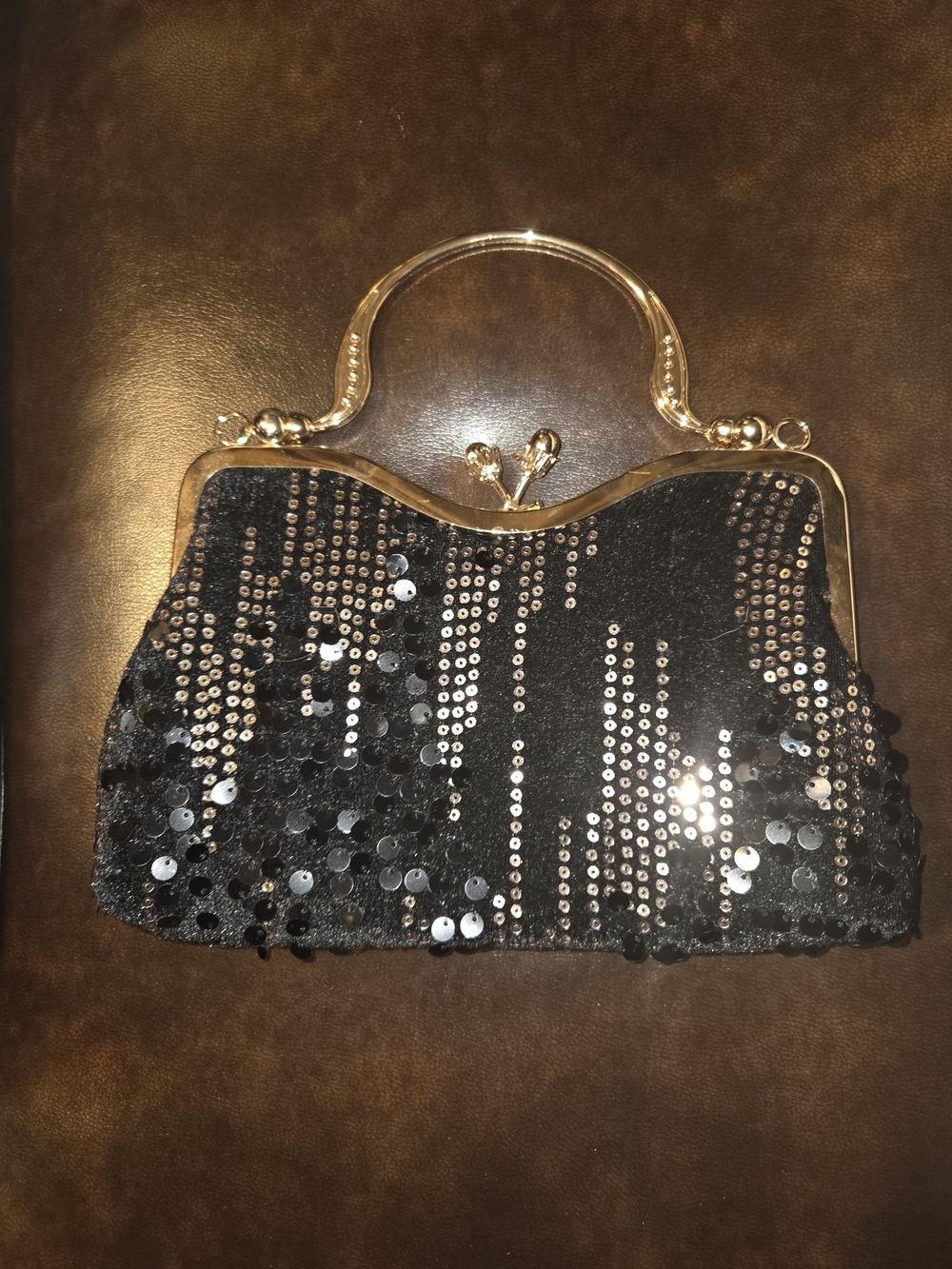 Sequin Evening black & Gold Clutch